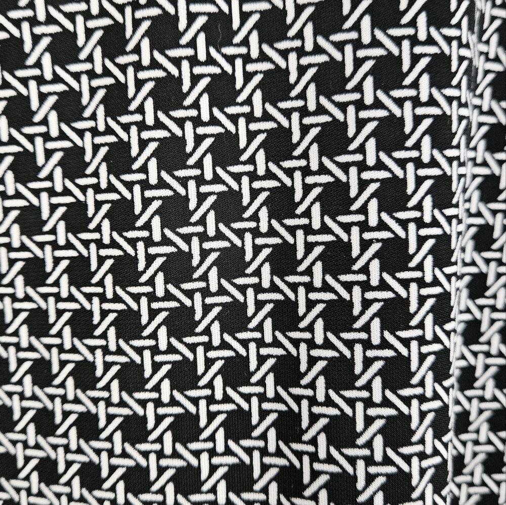 NWOT Lands End Black Whote Geometric Fit & Flare Faux Wrap Dress Womens Large - Picture 6 of 8